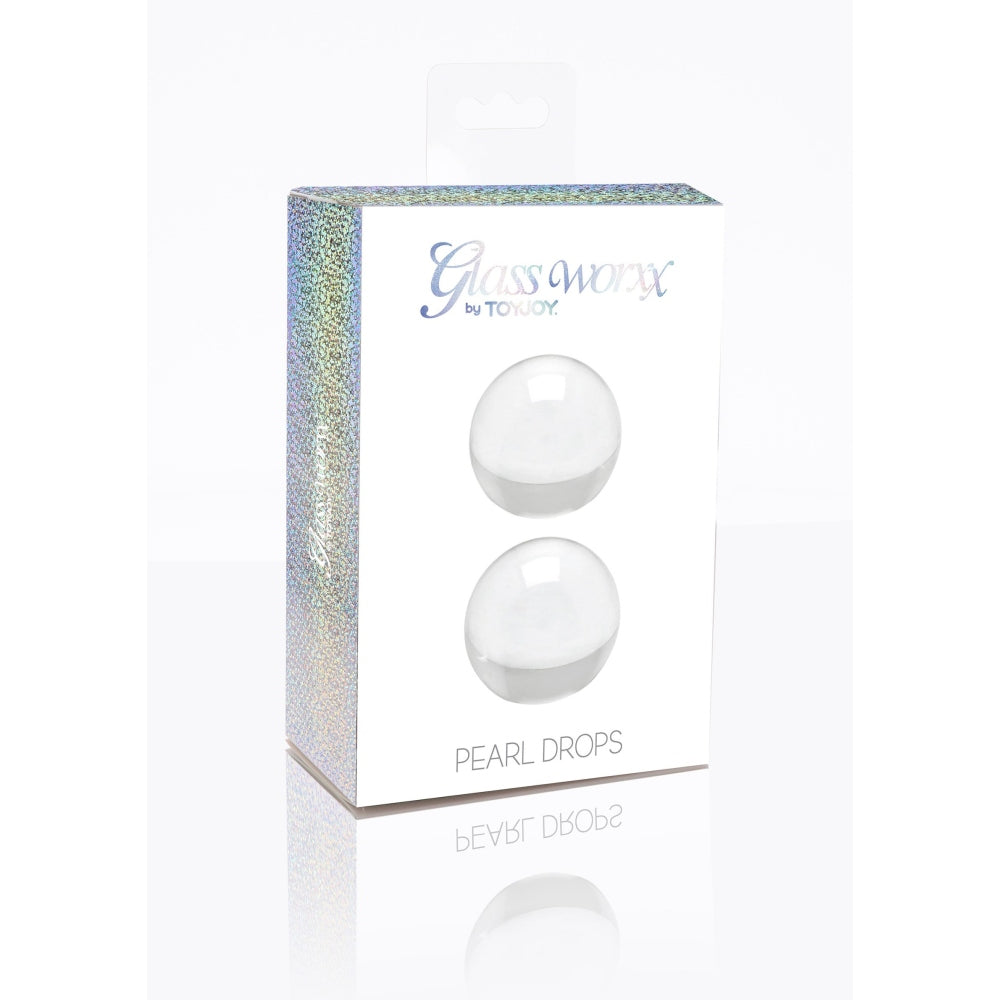 Bile de Dragoste din Sticla ToyJoy Glass Worxx Pearl Drops - Stimulare Intima si Antrenament Kegel