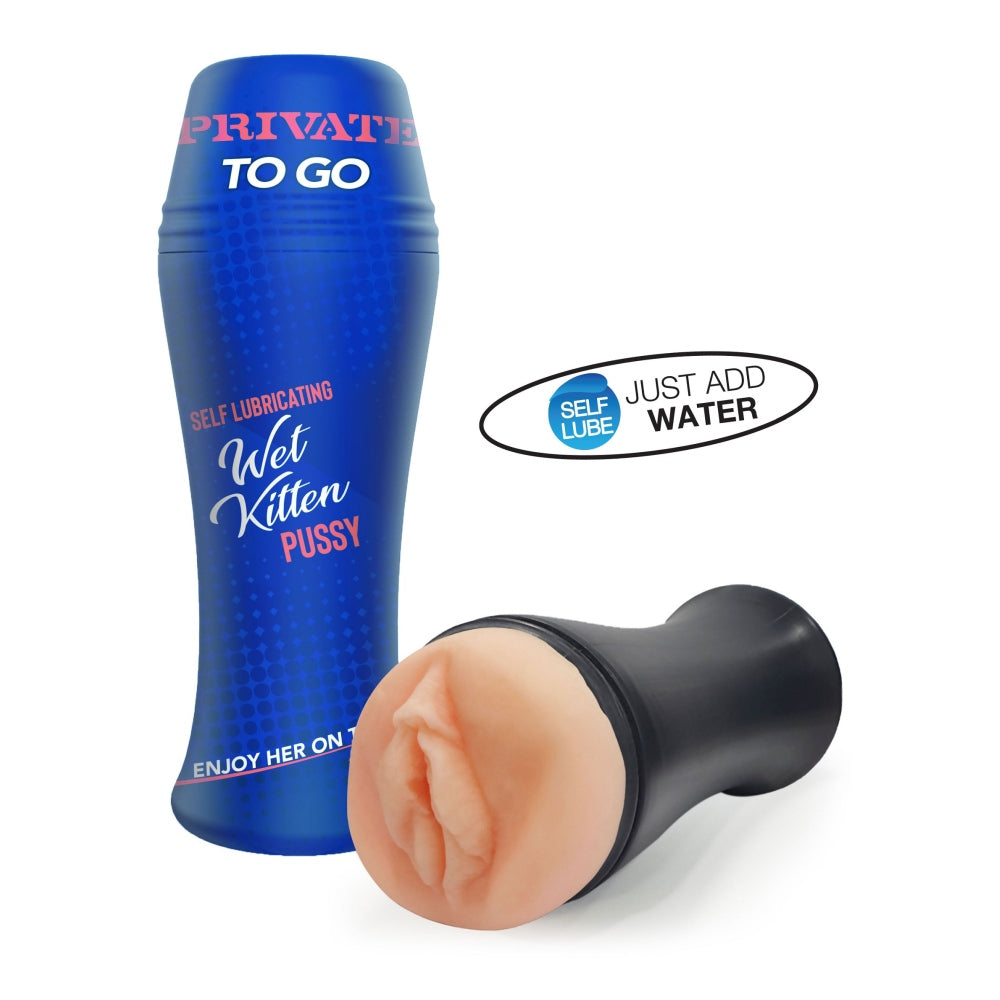 Masturbator Autolubrifiant PRIVATE Wet Kitten - technologie auto-lubrifianta, doar adauga apa - textura realista cu Real Skin Technology - usor de curatat, intensitate de suctiune ajustabila