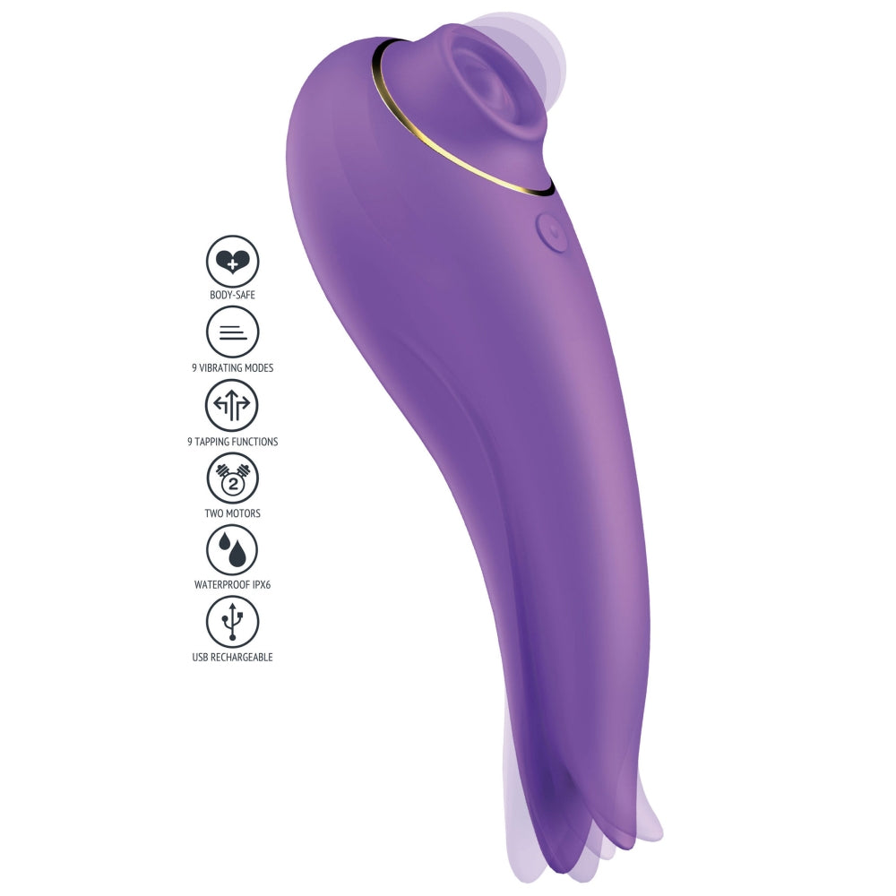 Vibrator cu Suctiune Xocoon Salsa Tap - Lila, 15 cm - 9 Moduri Vibratii, 9 Functii Pulsatii - Reincarcabil, Rezistent la Apa IPX6