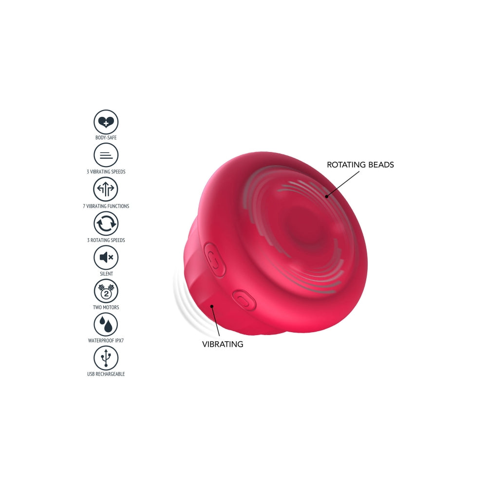 Vibrator Clitoridian Mini Xocoon Pearl Pulse Rosu - 10 Functii Vibratii, 5 Moduri Pulsatii, 3 Viteze Rotative - Ideal pentru momente intime in cuplu - Reincarcabil, Rezistent la Apa IPX7