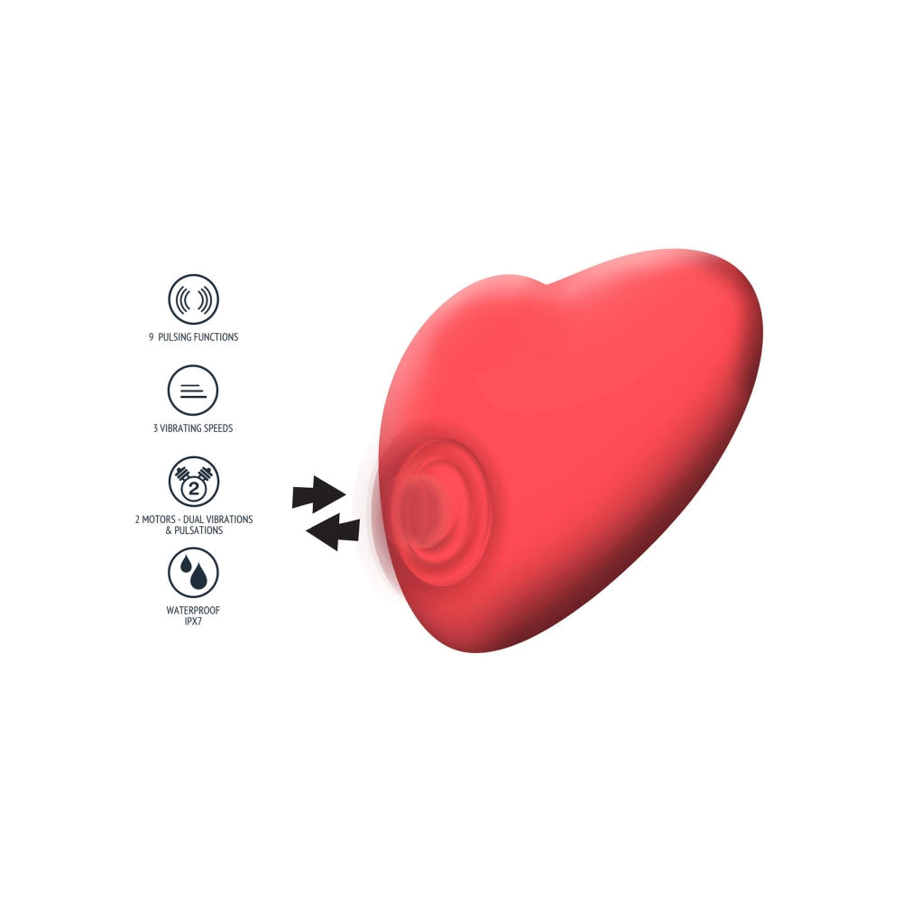 Vibrator Clitoridian Mini Xocoon Heartbeat Rosu - 10 Functii Vibratii, 5 Moduri Pulsatii - Ideal pentru momente intime in cuplu - Reincarcabil, Rezistent la Apa IPX7