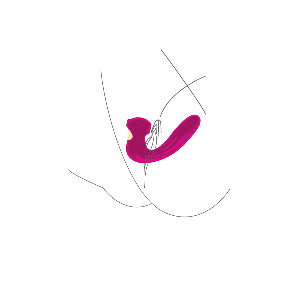 Vibrator Xocoon Celestial Love Fucsia - Stimulator dual pentru Punctul G si Clitoris cu functii de suctiune - 10 Functii de Vibratii si Pulsatii - Doua motoare puternice cu control separat - Reincarcabil, Rezistent la Apa IPX6