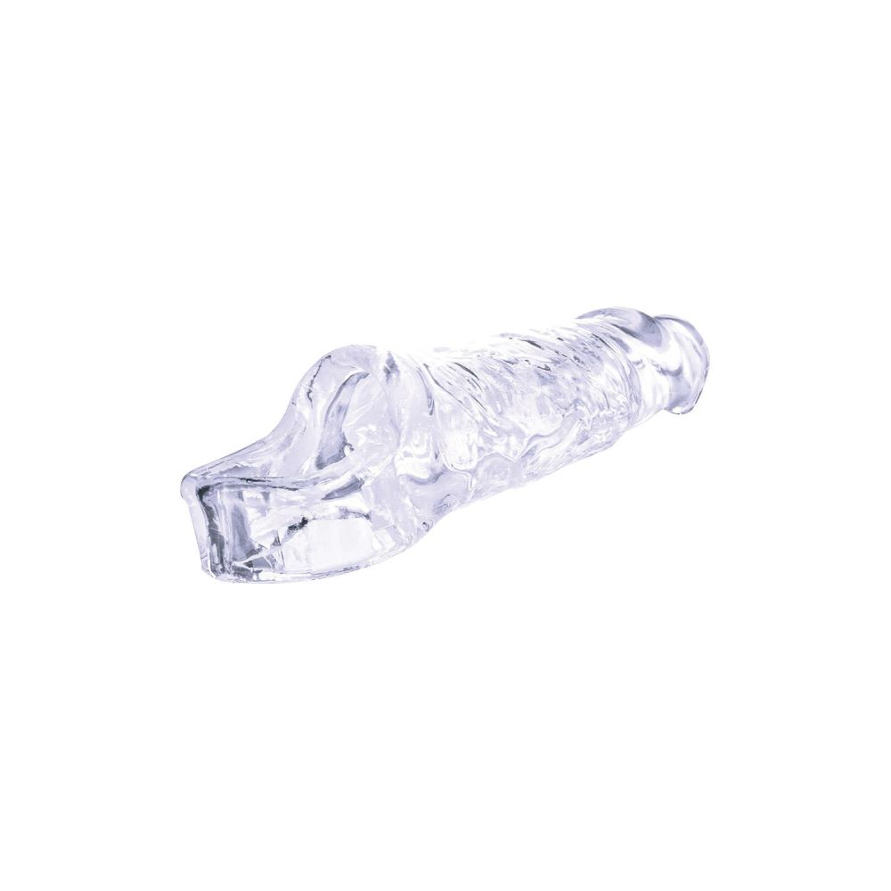 Prelungitor de Penis cu Vibratii NMC - Transparent, 19 cm - 10 Functii Vibratii - control cu Telecomanda Wireless