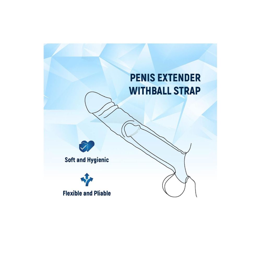 Prelungitor de Penis NMC cu Inel Pentru Scrot - Transparent, 19 cm - Moale si igienic - Material sigur pentru corp