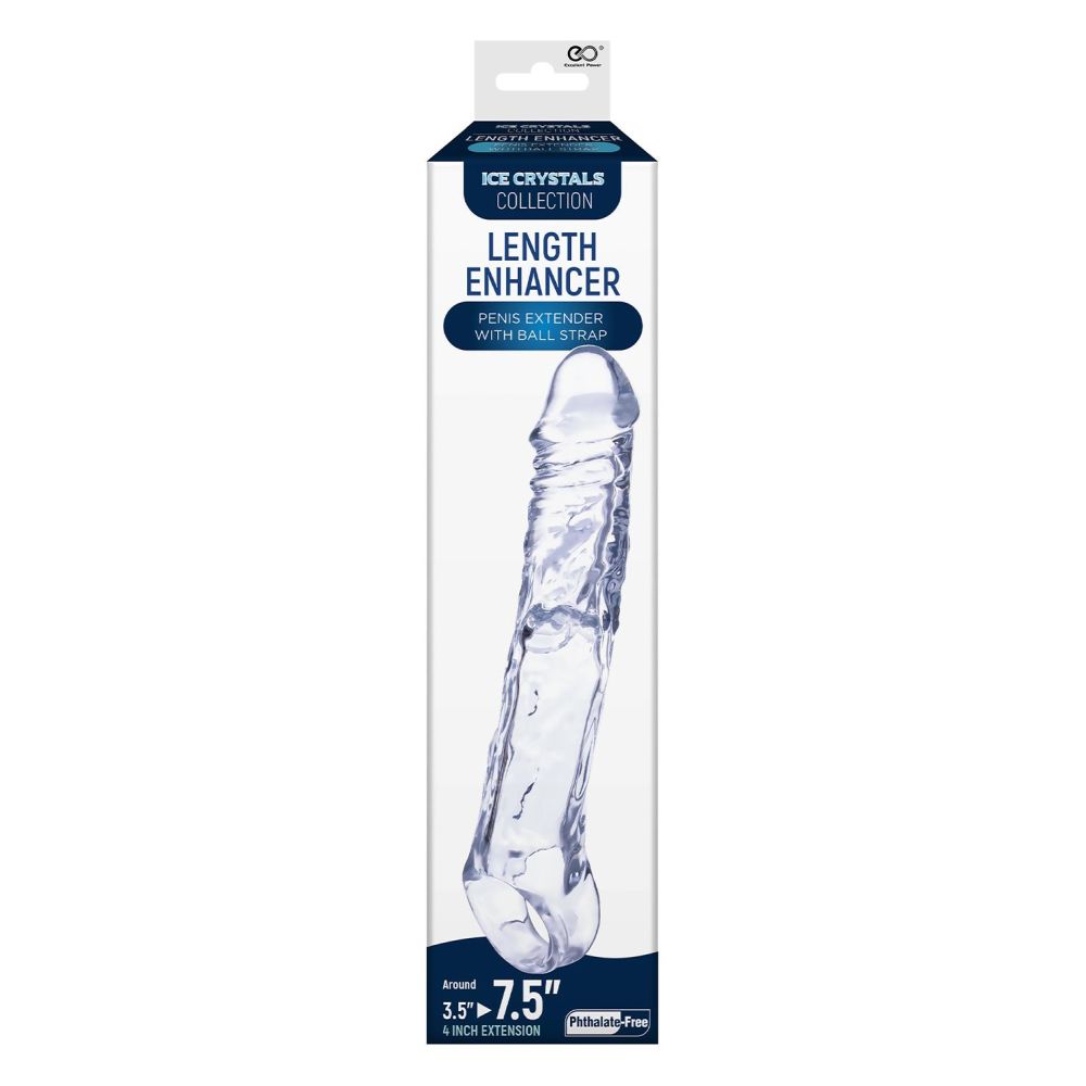 Prelungitor de Penis NMC cu Inel Pentru Scrot - Transparent, 19 cm - Moale si igienic - Material sigur pentru corp
