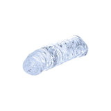 Prelungitor de Penis NMC cu Striatii si Inel Pentru Scrot - Transparent, 23 cm - Moale si igienic - Material sigur pentru corp