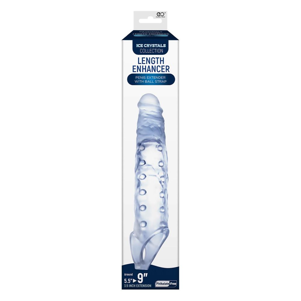 Prelungitor de Penis NMC cu Striatii si Inel Pentru Scrot - Transparent, 23 cm - Moale si igienic - Material sigur pentru corp