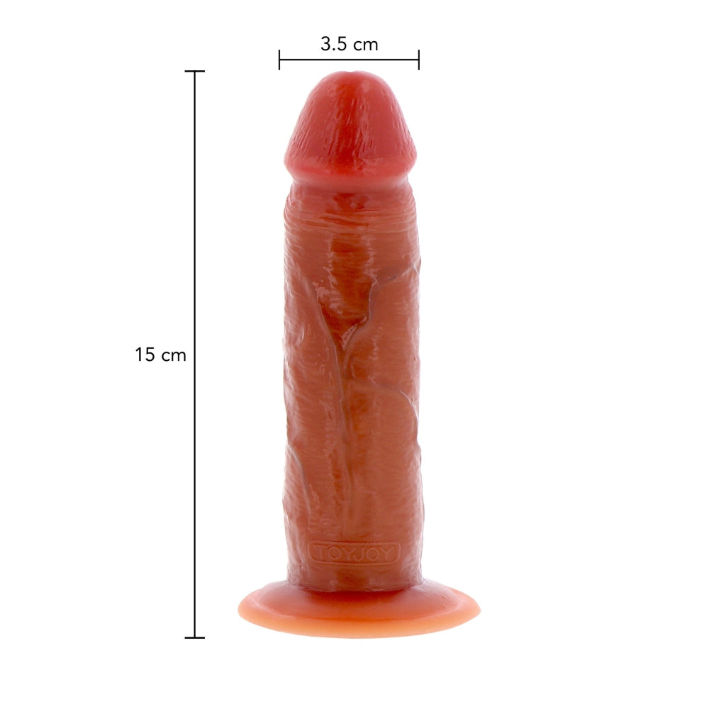 Dildo Realistic ToyJoy Get Real Skin 15 cm - strat superior mobil, tehnologie Dual Density pentru textura naturala - baza cu ventuza puternica, compatibil cu hamuri strap-on