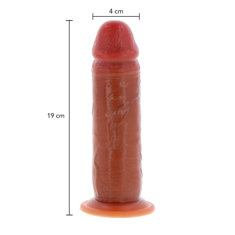 Dildo Realistic ToyJoy Get Real Skin 19 cm - strat superior mobil, tehnologie Dual Density pentru textura naturala - baza cu ventuza puternica, compatibil cu hamuri strap-on