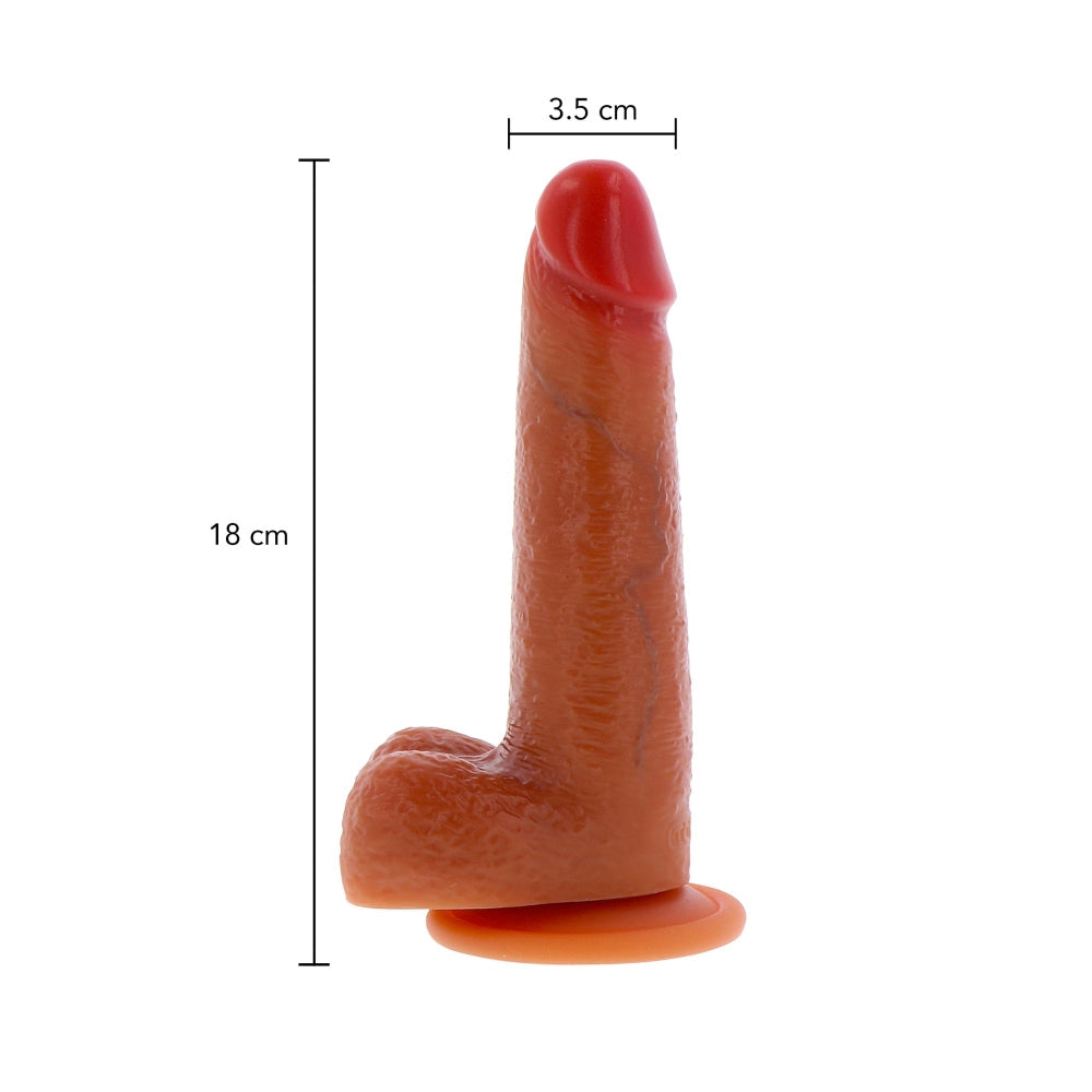 Dildo Realistic ToyJoy Get Real Skin 18 cm - strat superior mobil, tehnologie Dual Density pentru textura naturala - baza cu ventuza puternica, compatibil cu hamuri strap-on