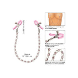 Cleme Pentru Sfarcuri Calexotics First Time - tensiune ajustabila, cu lant metalic si cristale roz - idea pentru jocurile BDSM de cuplu sau solo