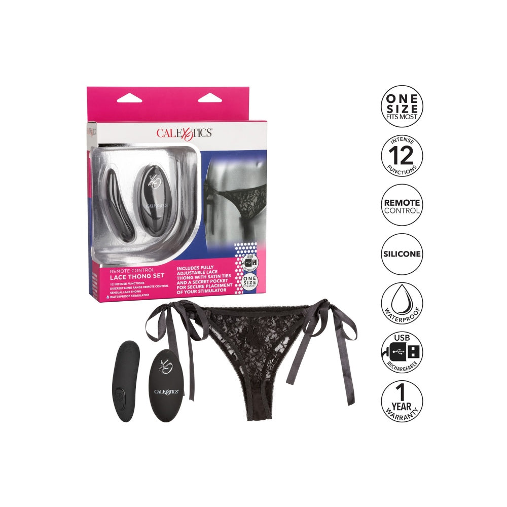 Chiloti Sexy Vibratori cu Telecomanda - din dantela neagra cu buzunar intern - stimulator cu 12 fuctii de vibratii - reincarcabil, rezistent la apa