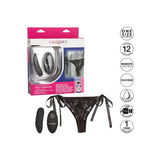 Chiloti Sexy Vibratori cu Telecomanda - din dantela neagra cu buzunar intern - stimulator cu 12 fuctii de vibratii - reincarcabil, rezistent la apa