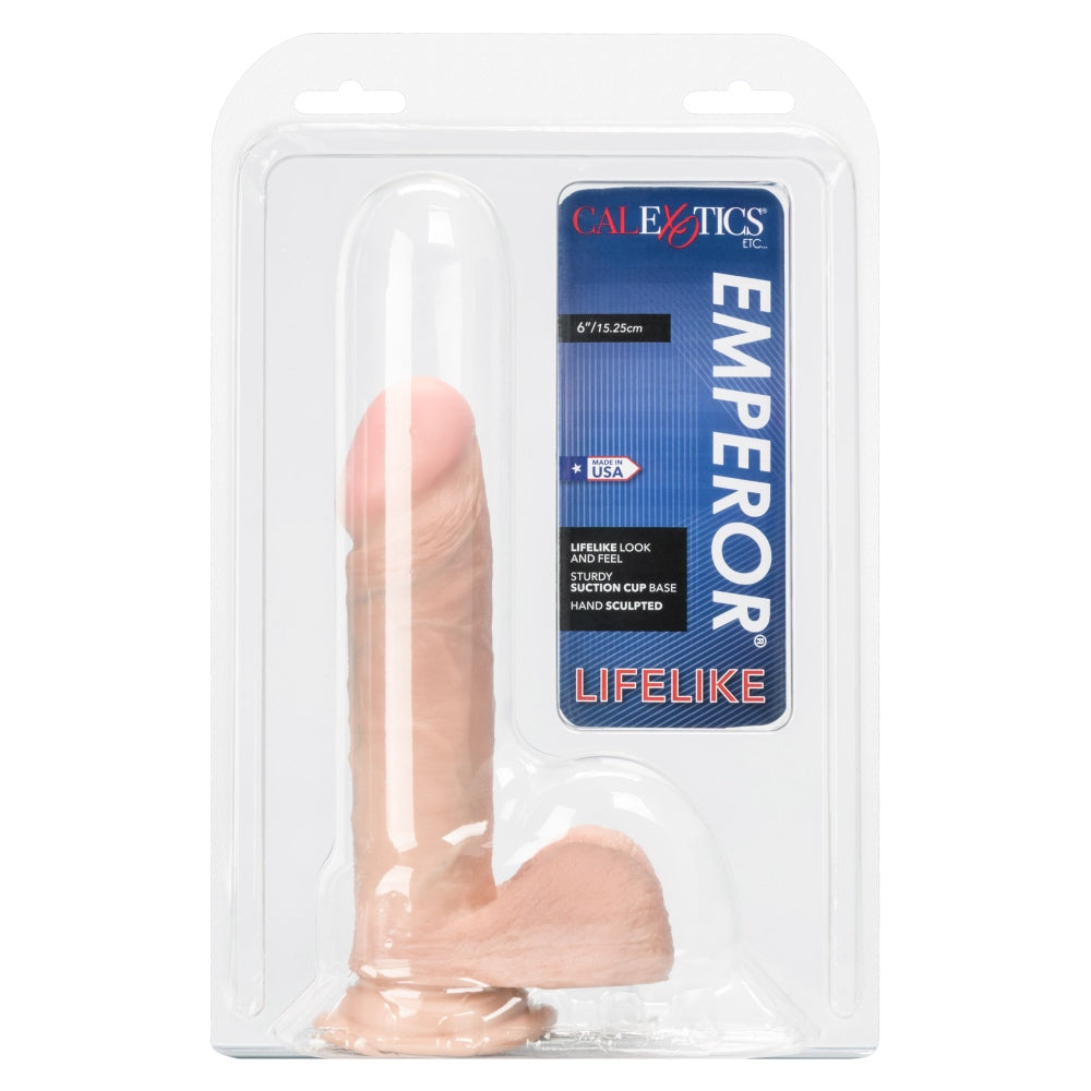 Dildo Realistic Calexotics The Emperor - Culoarea Pielii, 15 cm - sculptat manual din PVC fara ftalati - impermeabil, baza de ventuza puternica, compatibil cu hamuri strap-on