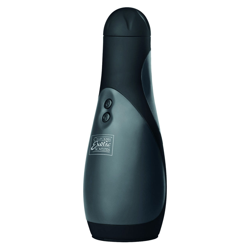 Masturbator cu Vibratii CalExotics Apollo Power Stroker - Negru, 18.5 cm - 30 Functii Vibratii, Actiune 'Deep Throat' - Utilizare hands-free
