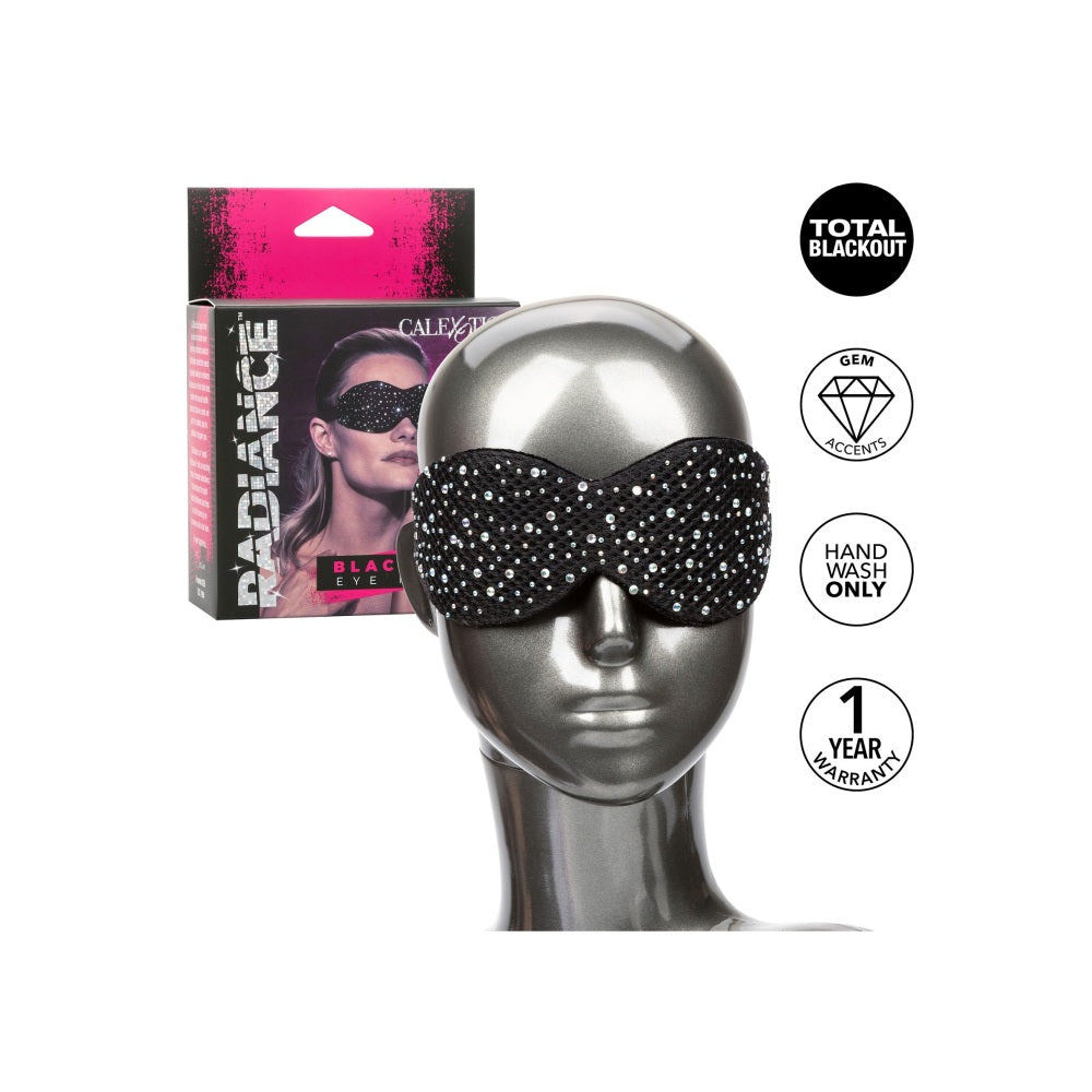 Masca pentru Ochi CalExotics Radiance Negru cu Strasuri - perfect jocuri bondaj sau roleplay in cuplu - captuseala moale si design curbat