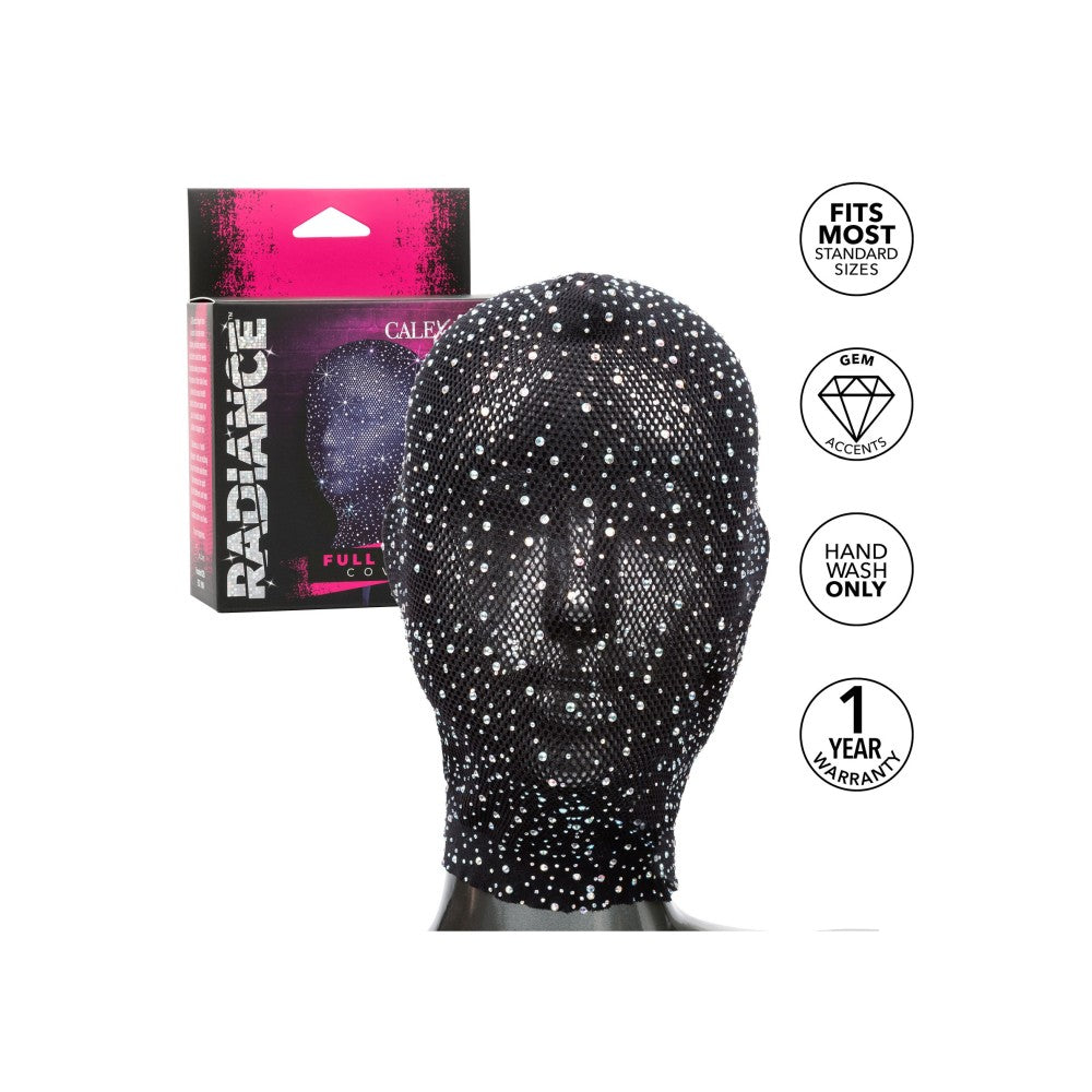 Masca CalExotics Radiance Negru cu Strasuri - Masca completa pentru fata, amplifica sensibilitatea cu restrictie senzoriala - material delicat, usor de intretinut