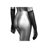 Manusi Negre Lungime Completa cu Strasuri CalExotics Radiance - Plasa Respirabila, Accesoriu Lenjerie Sexy