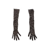 Manusi Negre Lungime Completa cu Strasuri CalExotics Radiance - Plasa Respirabila, Accesoriu Lenjerie Sexy