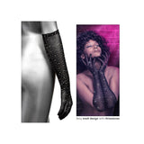 Manusi Negre Lungime Completa cu Strasuri CalExotics Radiance - Plasa Respirabila, Accesoriu Lenjerie Sexy