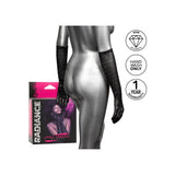 Manusi Negre Lungime Completa cu Strasuri CalExotics Radiance - Plasa Respirabila, Accesoriu Lenjerie Sexy