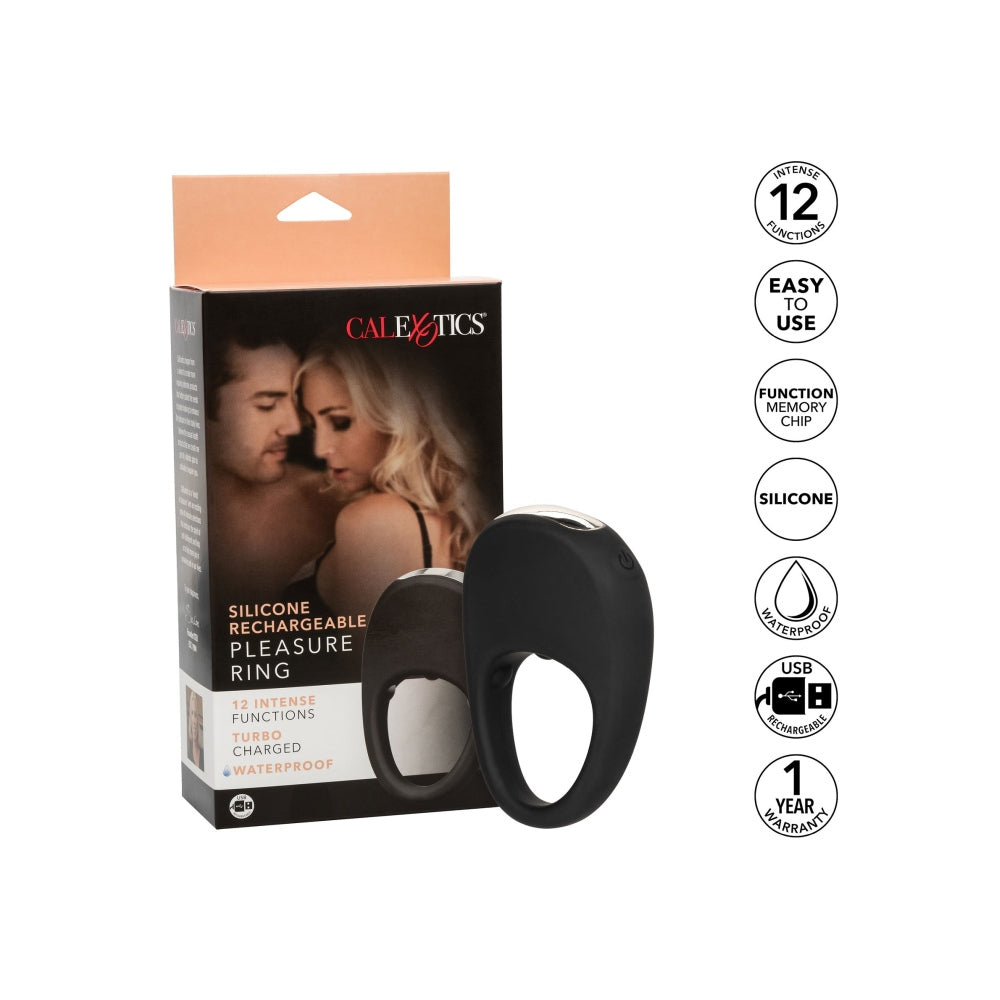 Inel Vibrator Reincarcabil din Silicon CalExotics - 12 Functii Vibratie, Stimulare pentru Cupluri, Rezistent la Apa