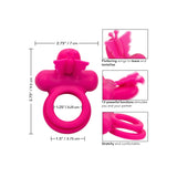 Inel Vibrator Dublu din Silicon CalExotics Butterfly Rechargeable - 12 Functii Vibratie, Stimulare pentru Cupluri, Rezistent la Apa, Roz