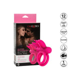 Inel Vibrator Dublu din Silicon CalExotics Butterfly Rechargeable - 12 Functii Vibratie, Stimulare pentru Cupluri, Rezistent la Apa, Roz