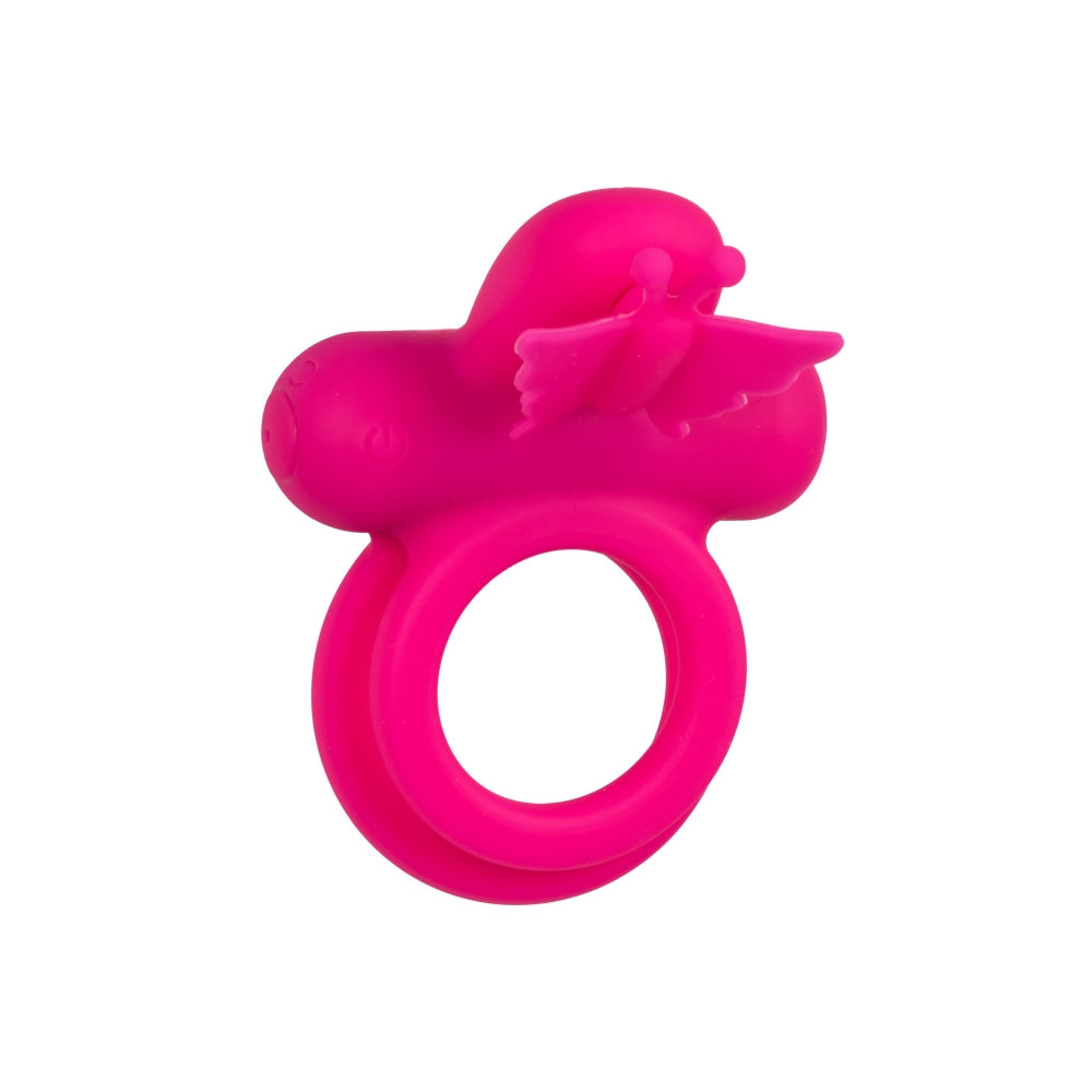 Inel Vibrator Dublu din Silicon CalExotics Butterfly Rechargeable - 12 Functii Vibratie, Stimulare pentru Cupluri, Rezistent la Apa, Roz