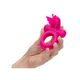 Inel Vibrator Dublu din Silicon CalExotics Butterfly Rechargeable - 12 Functii Vibratie, Stimulare pentru Cupluri, Rezistent la Apa, Roz