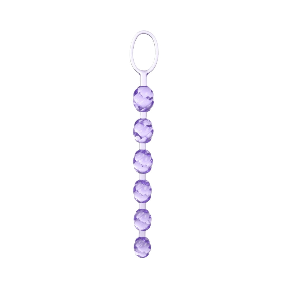 Bile Anale Swirl Pleasure Beads pentru Stimulare si Antrenament Muscular, PVC Fara Ftalati, Snur Flexibil si Inel Retragere, Mov