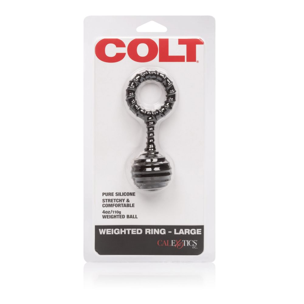 Inel Pentru Penis cu Greutati COLT Large - Negru, 110g - Pentru Exercitii Kegel, intarirea musculaturii pelviene - Ideal pentru controlarea ejacularii si un penis mai puternic