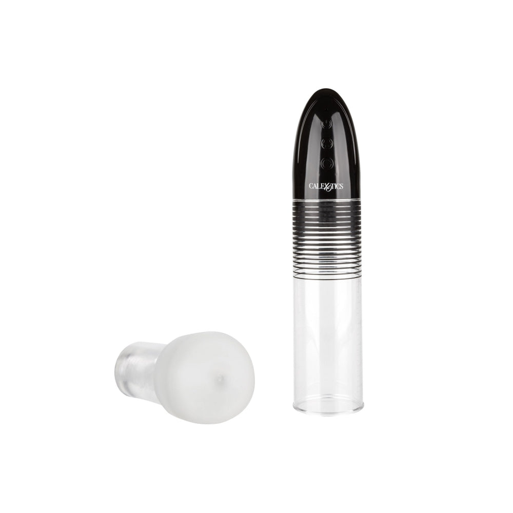 Pompa Pentru Penis CalExotics Automatic Start Pump - 26.75 cm, Negru - Reincarcabil, 3 Moduri de Antrenament - Material durabil pentru o suctiune puternica