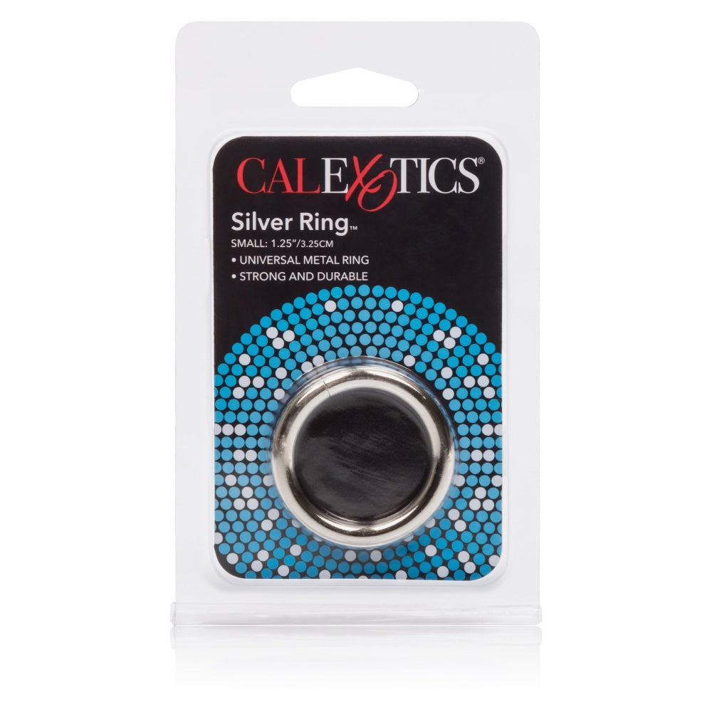 Inel Metalic pentru Stimulare CalExotics Silver Ring - Marime Mica, Intensifica Erectia si Placerea