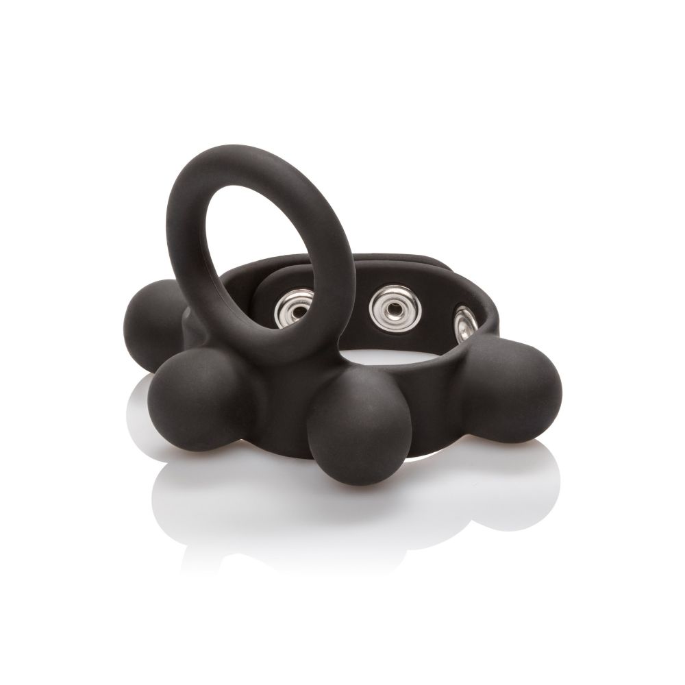 Inel Pentru Penis cu Greutati Calexotics Medium - Negru, 57g - Pentru Exercitii Kegel, un penis mai sanatos - Inel pentru scrot - Marime ajustabila
