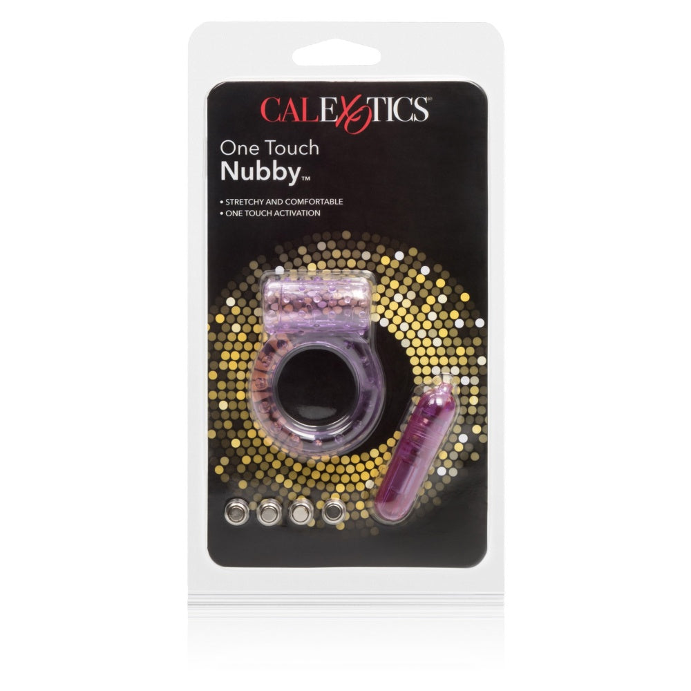 Inel Pentru Penis cu Vibratii CalExotics One Touch Nubby Mov - include mini vibe detasabil - Inel elastic pentru erectii mai ferme - ideal pentru cupluri
