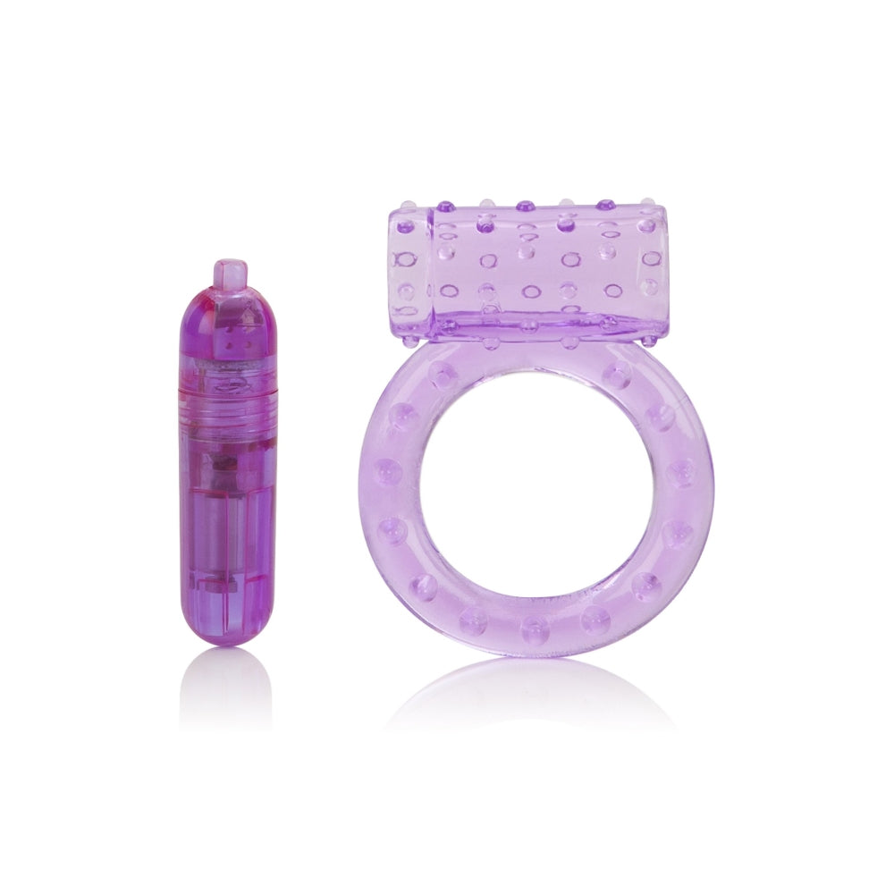 Inel Pentru Penis cu Vibratii CalExotics One Touch Nubby Mov - include mini vibe detasabil - Inel elastic pentru erectii mai ferme - ideal pentru cupluri