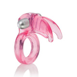 Inel Pentru Penis cu Vibratii CalExotics Triple Clit Flicker Roz - include mini vibe detasabil, iepuras cu stimulare tripla pentru clitoris - Inel elastic pentru erectii mai ferme - ideal pentru cupluri