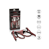 Curea Strap-On CalExotics Her Royal Highness Visiniu - Ham de lux pentru jocuri senzuale - design crotchless, curele ajustabile - fabricat din piele vegana