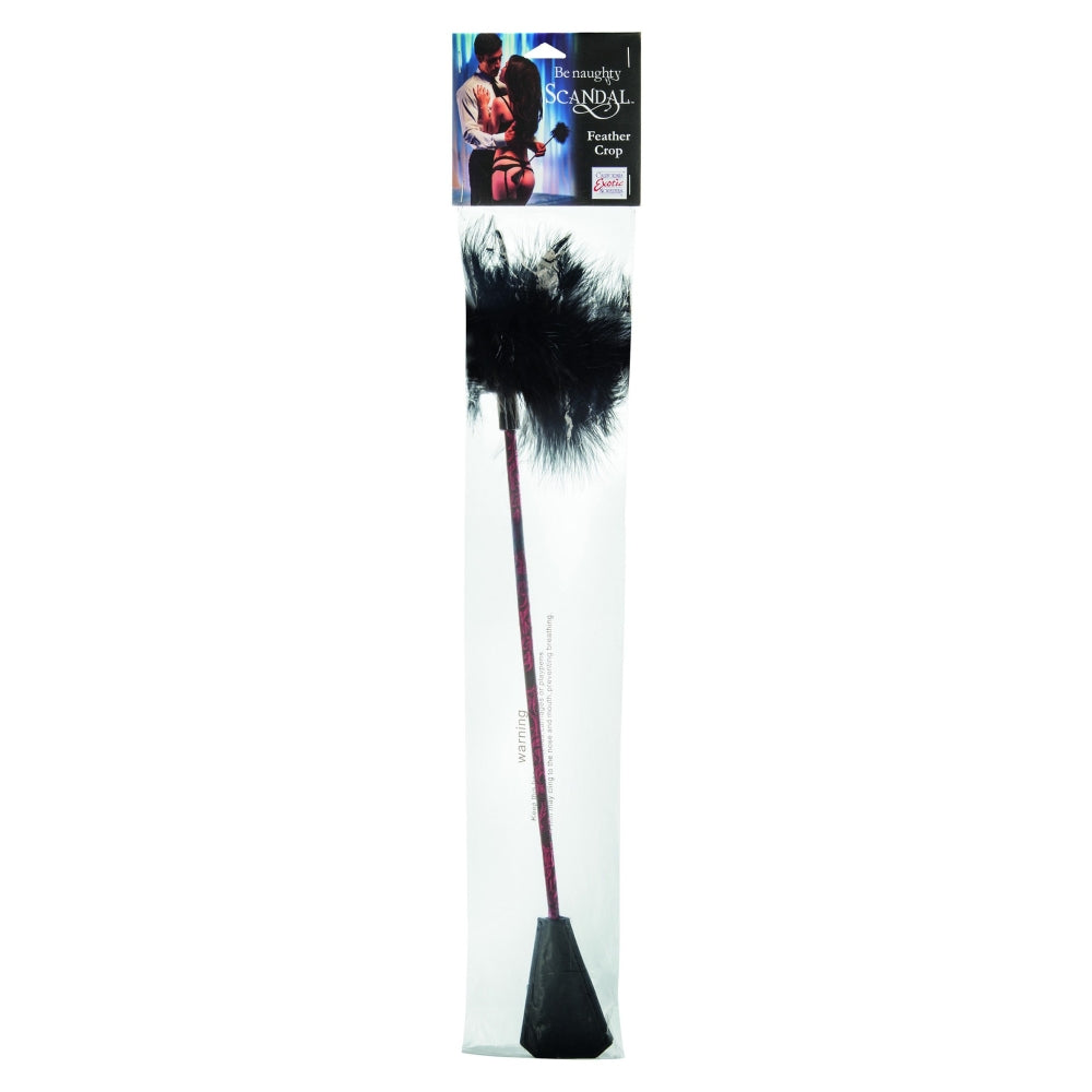 Paleta CalExotics Scandal cu Pene Negru - doua capete: paleta ferma si pene moi - design elegant cu cusaturi lucrate manual - accesoriu ideal pentru jocuri BDSM in cuplu