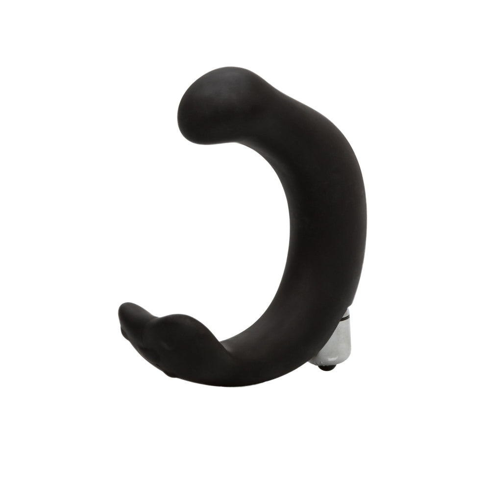 Stimulator Prostata CalExotics P-Rock - Negru, 11.5 cm - design curbat unic pentru stimularea prostatei si a testiculelor - Bullet vibrator detasabil - Silicon, rezistent la apa