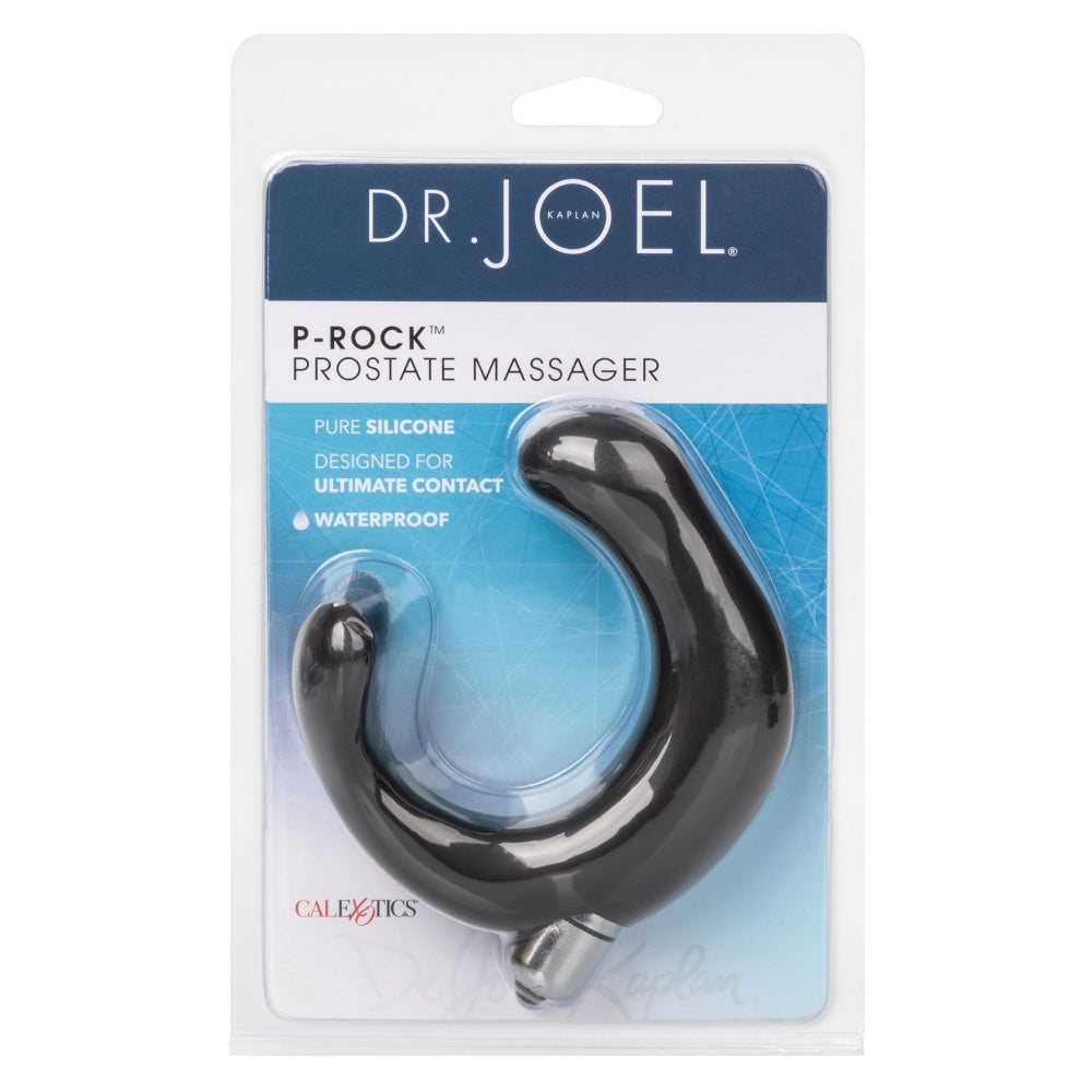Stimulator Prostata CalExotics P-Rock - Negru, 11.5 cm - design curbat unic pentru stimularea prostatei si a testiculelor - Bullet vibrator detasabil - Silicon, rezistent la apa