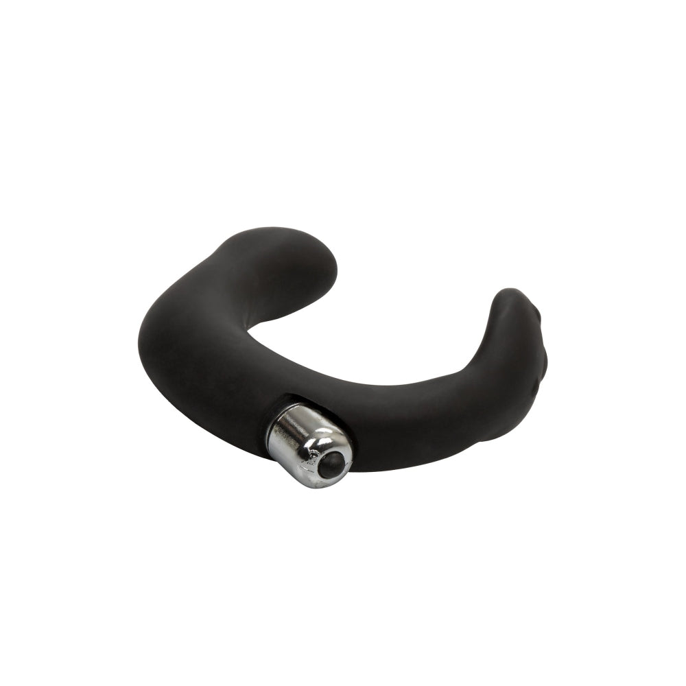 Stimulator Prostata CalExotics P-Rock - Negru, 11.5 cm - design curbat unic pentru stimularea prostatei si a testiculelor - Bullet vibrator detasabil - Silicon, rezistent la apa