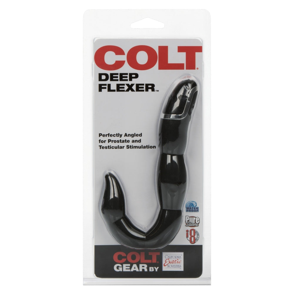 Stimulator pentru Prostata si Testicule cu Vibratii CalExotics Colt Deep Flexer - Negru, 7.5 cm - 8 Functii de Vibratii - Flexibil si usor de controlat - Rezisent la Apa