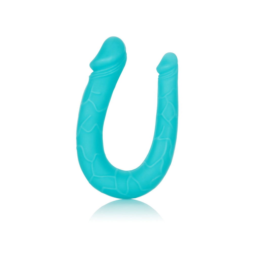 Dildo Dublu CalExotics Silicone AC/DC Dong - Turcoaz, 30 cm - Design cu stimulare unica, forma in U - silicon flexibil cu finisaj satinat