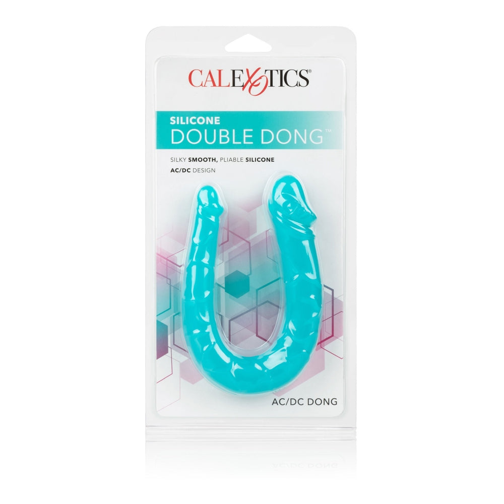 Dildo Dublu CalExotics Silicone AC/DC Dong - Turcoaz, 30 cm - Design cu stimulare unica, forma in U - silicon flexibil cu finisaj satinat