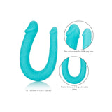 Dildo Dublu CalExotics Silicone AC/DC Dong - Turcoaz, 30 cm - Design cu stimulare unica, forma in U - silicon flexibil cu finisaj satinat
