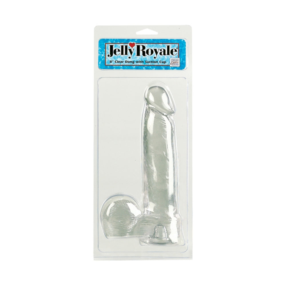Dildo Realistic CalExotics Jelly Royale - Transparent, 18.5 cm - Realizat din material transparent, cu detalii realiste - ventuza puternica, compatibila cu curele strap-on