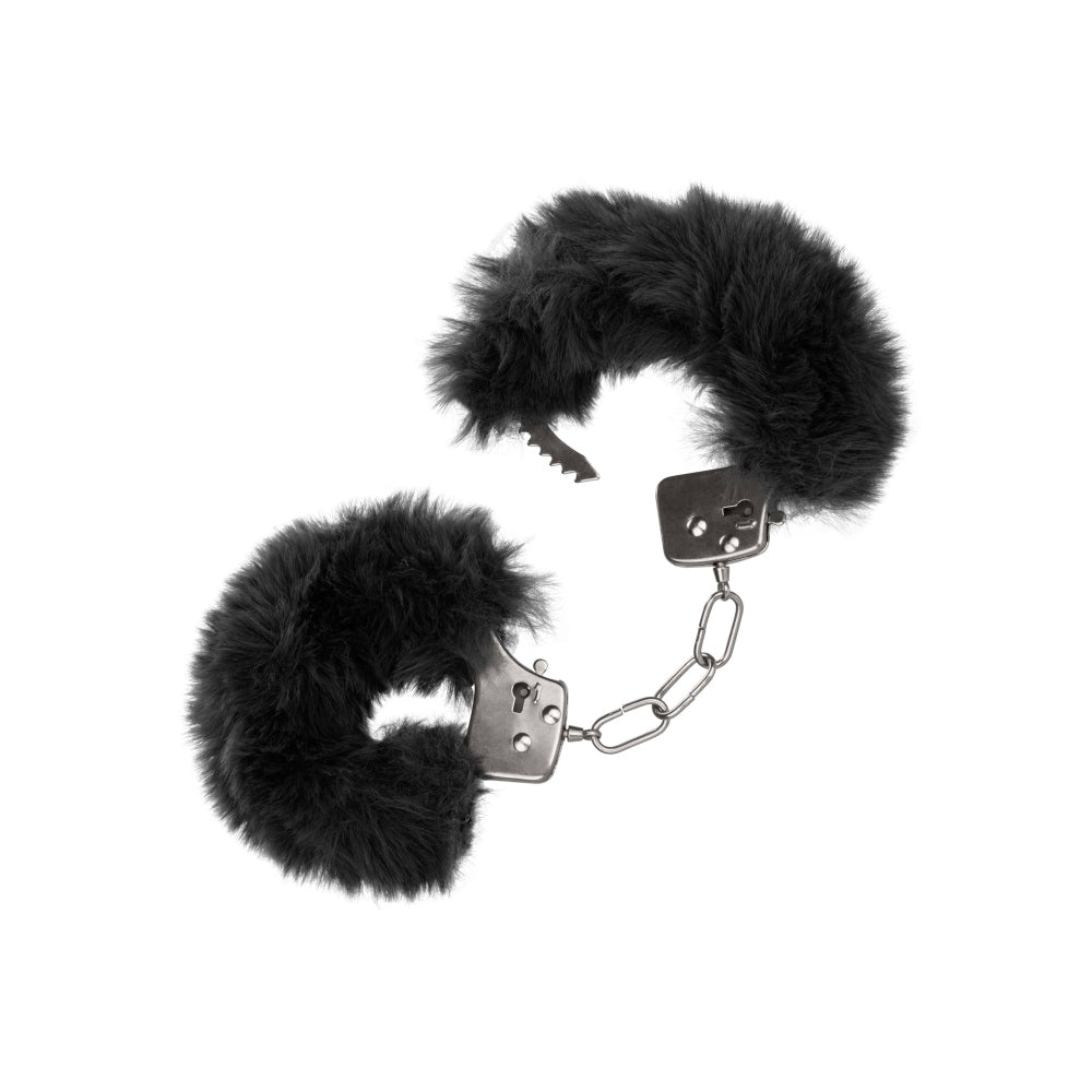Catuse Pufoase CalExotics Ultra Fluffy Furry Cuffs, cu 2 seturi de chei, pentru adulti, roluri de politist si BDSM - Negru
