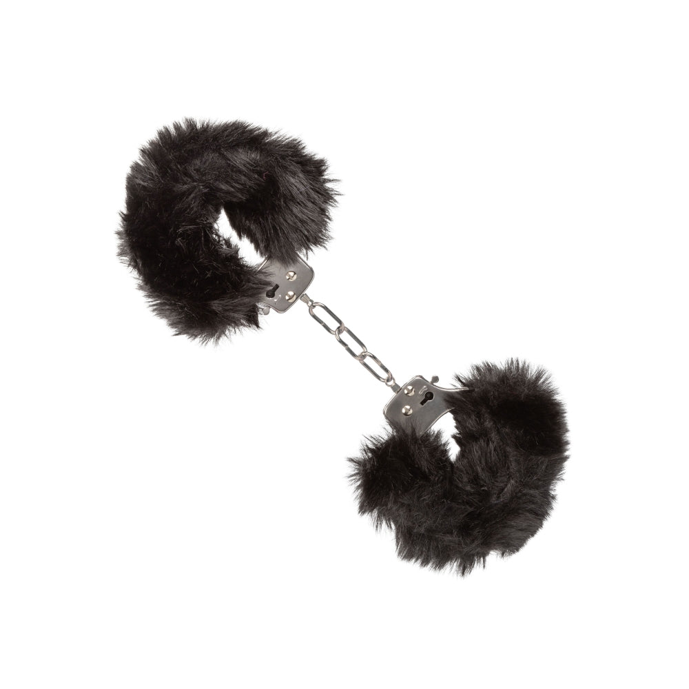 Catuse Pufoase CalExotics Ultra Fluffy Furry Cuffs, cu 2 seturi de chei, pentru adulti, roluri de politist si BDSM - Negru